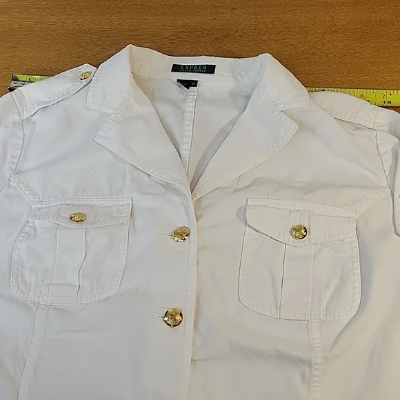 Ralph Lauren White Denim Jacket Womens Size 2X - Picture 8 of 10